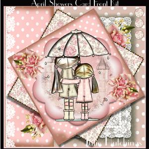 Cute April Showers Card Front Kit