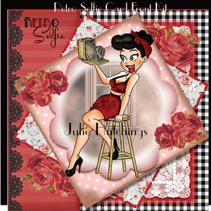 Retro Selfie with Black Hair Card Front Kit