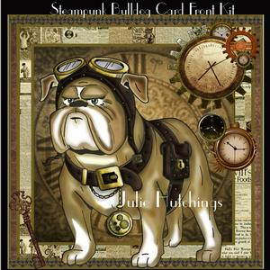 Steampunk Bulldog Card Front Kit