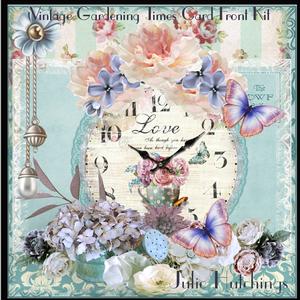 Vintage Gardening Times Card Front Kit