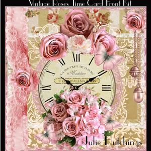 Vintage Roses Time Card Front Kit