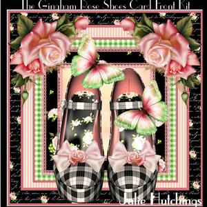 Gingham Rose Shoes Card Front Kit