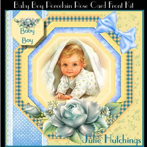 Porcelain Rose Baby Boy Card Front Kit
