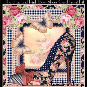 Beautiful Blue and Pink Bow Shoes Card Front Kit