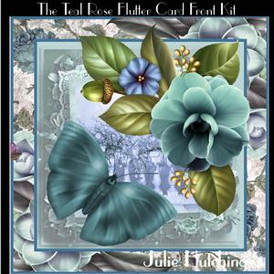The Teal Rose Flutter Card Front Kit