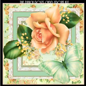 Beautiful Peach Roses Card Front Kit