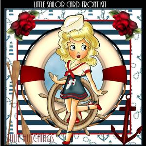 Cute Retro Little Sailor Card Front Kit