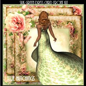 The Silk Green Dress Card Front Kit