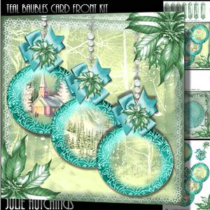 Beautiful Teal Baubles Card Front