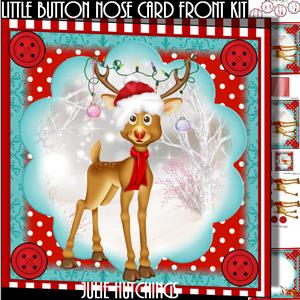 Cute Button Nose Rudolph Card Front Kit