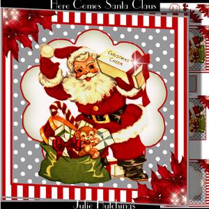 Here Comes Santa Claus Card Front Kit