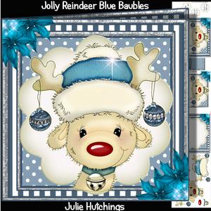 The Jolly Reindeer in Blue Card Front Kit
