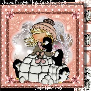 Jesses Penguin Hugs Card Front Kit