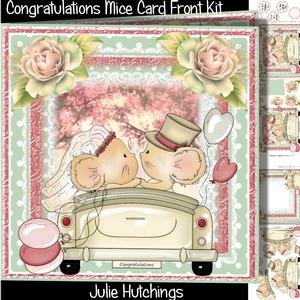 Congratulations Mice Wedding Day Card Front Kit