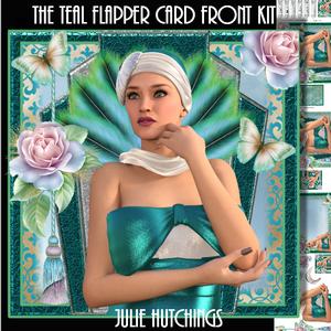The Teal Flapper Lady Card Front Kit
