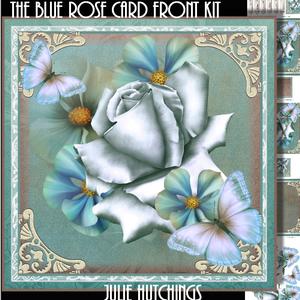 Beautiful Blue Rose Card Front Kit