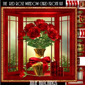 The Red Roses Window Card Front Kit