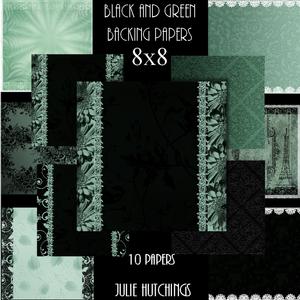 Black and Green Background Papers 8x8