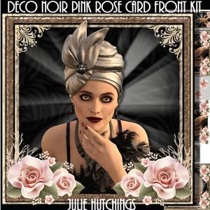 Deco Noir Pink Roses Card Front Kit