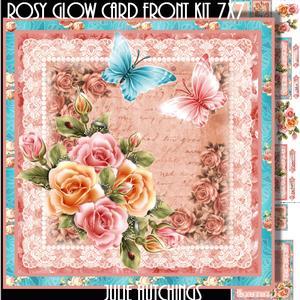 Rosy Glow and Flutters 7x7 Card Front Kit