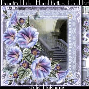 Beautiful Lilac Floral Flutters Card Front Kit