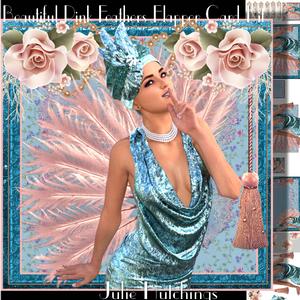Beautiful Pink Feathers Flapper Card Front Kit