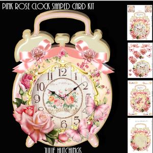 Pink Rose Clock Shaped Card Kit