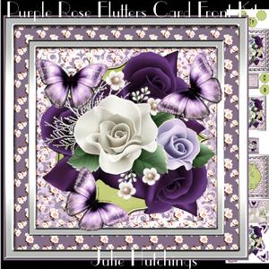 Beautiful Purple Rose Flutters Card Front Kit