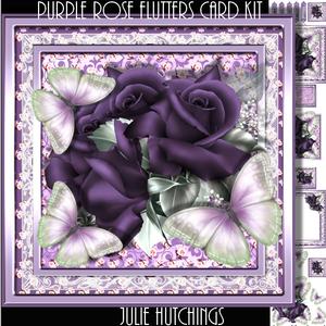 Purple Rose Flutters Card Front Kit