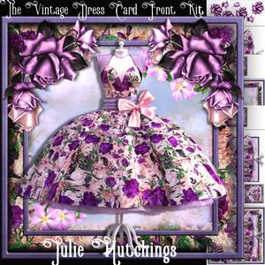The Beautiful Vintage Floral Lilac Dress Card Front Kit