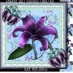 Purple Lilly Flutters Card Front Kit
