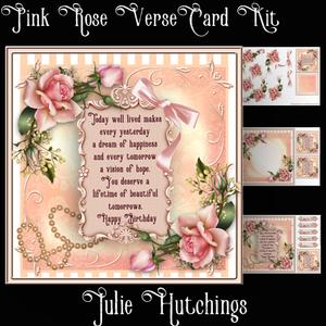 Beautiful Pink Rose Verses Card Kit
