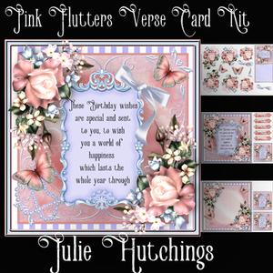 Pink Flutters Verse Card Front Kit