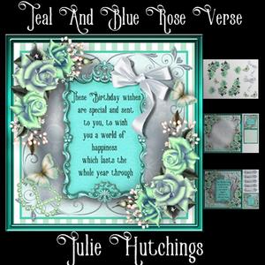 Teal and Blue Rose Verse Card Kit