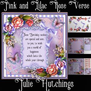 Pink and Lilac Rose Verse Card Front Kit