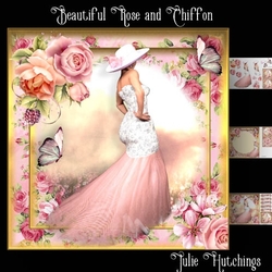 Beautiful Roses and Chiffon Card Front Kit