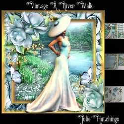 Vintage River Stroll Card Front Kit