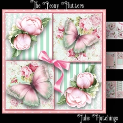Beautiful Peony Flutters Card Front Kit