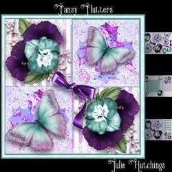 Beautiful Pansy Flutters Card Front Kit