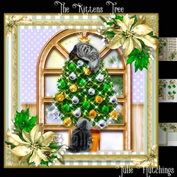 The Kittens Christmas Tree Card Front Kit 8x8