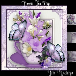 Freesia Tea Cup Card Front Kit