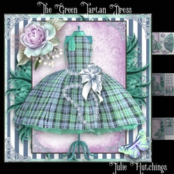 Beautiful Green Tartan Dress Card Front Kit