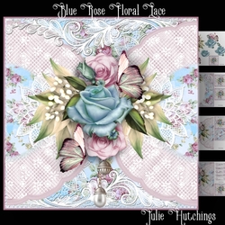 Blue Rose Floral Lace Card Front Kit