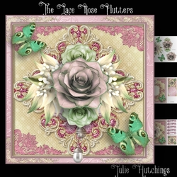 Lace And Rose Flutters Card Front Kit