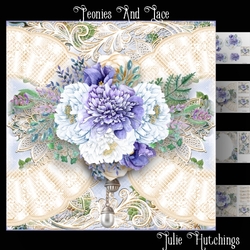 Beautiful Peonies and lace Card Front Kit