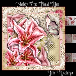 Shabby Chic Floral Lillies Card Front Kit
