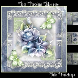 Lace and Blue Porceline Roses Card Front Kit