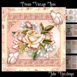 Cream Vintage Rose Card Front Kit