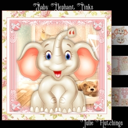 Baby Elephant in Pinks Card Front Kit