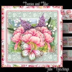 Beautiful Peonies and Lilac Card Front Kit